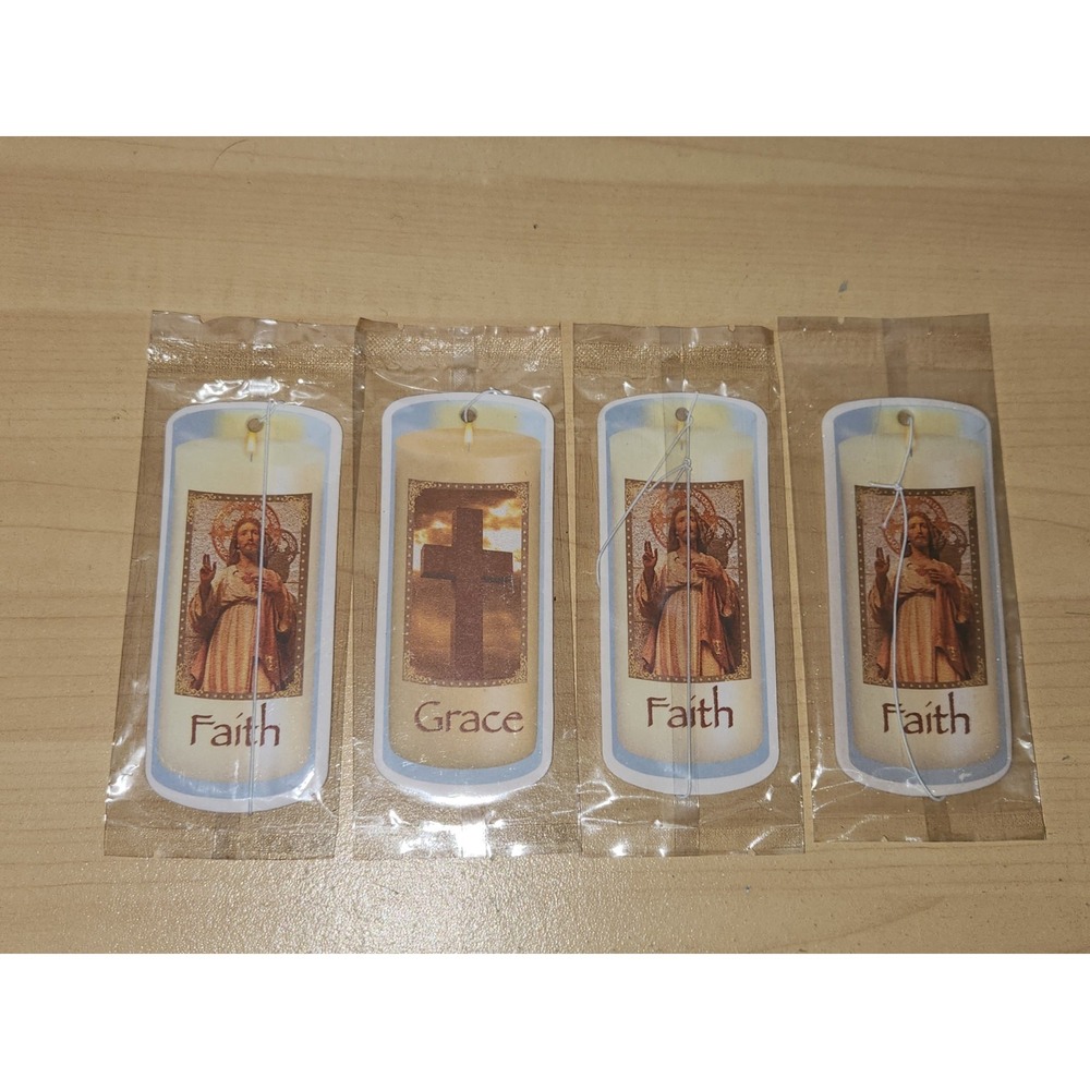 4Pcs~Christian‎ Car Air Freshener, Portable Religious Hanging Decor-Grace-Faith